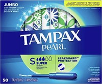 Tampax Pearl Tampons, Super Absorbency, 50 Count