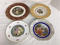 Four Plates Featuring Victorian Figures