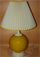 Vintage Cased Yellow / White Glass Lamp