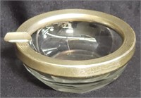 Sterling silver & cut glass ashtray