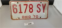 1970  Ohio License Plate