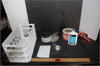 Measuring Cups, Fragile Tape, White Storage Bin