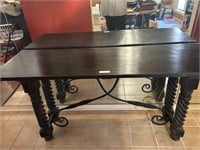 Wrought Iron and Carved Wood Entry Table