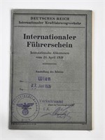 1939 GERMAN INTERNATIONAL DRIVER'S LICENSE W/ PHOT