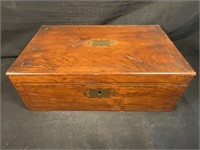 Antique travel writing desk with 2 inkwells