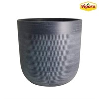 16 In. Delano Large Black Charcoal Plastic Planter