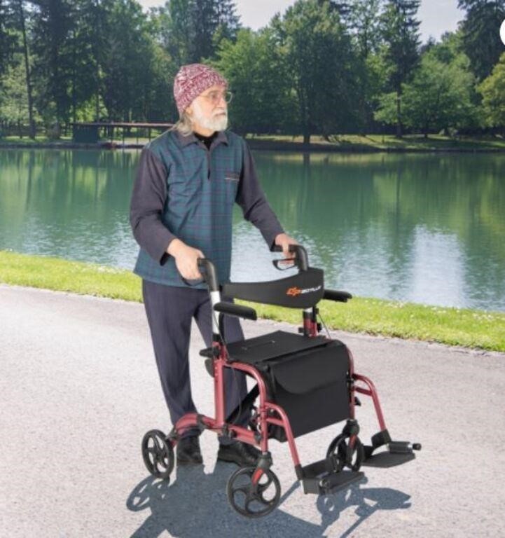 Goplus Folding Rollator Walker w/Seat