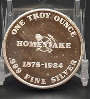 Homestake Gold Mine 1 Troy Oz. .999 Silver Round