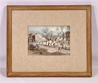 Aaron Sopher watercolor, 8.5" x 9.5" sight size,