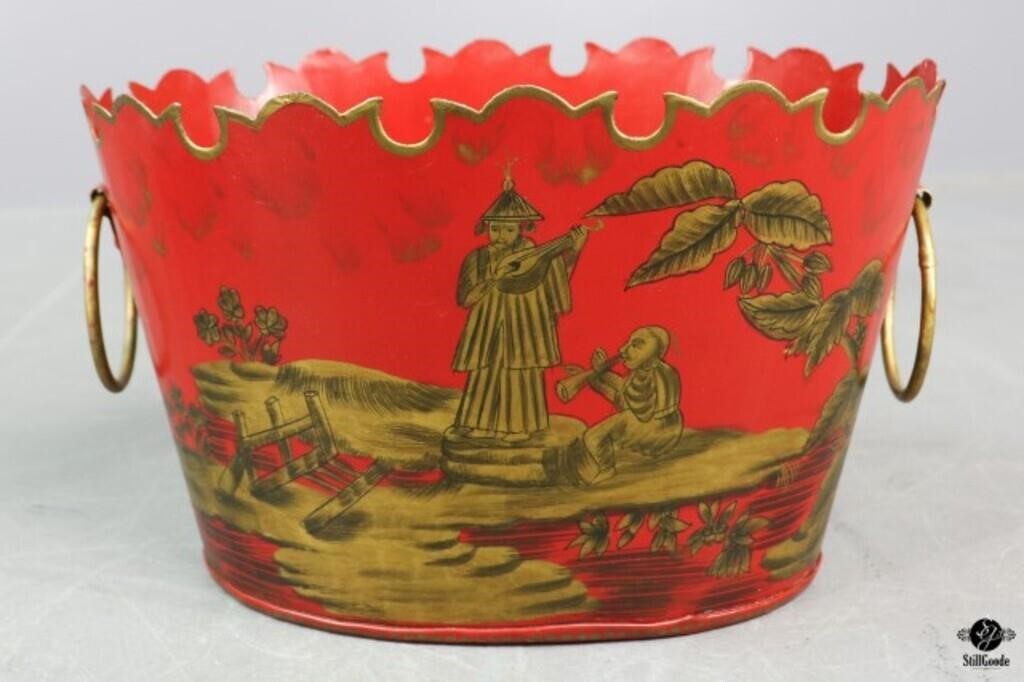 Painted Metal Chinoiserie Planter