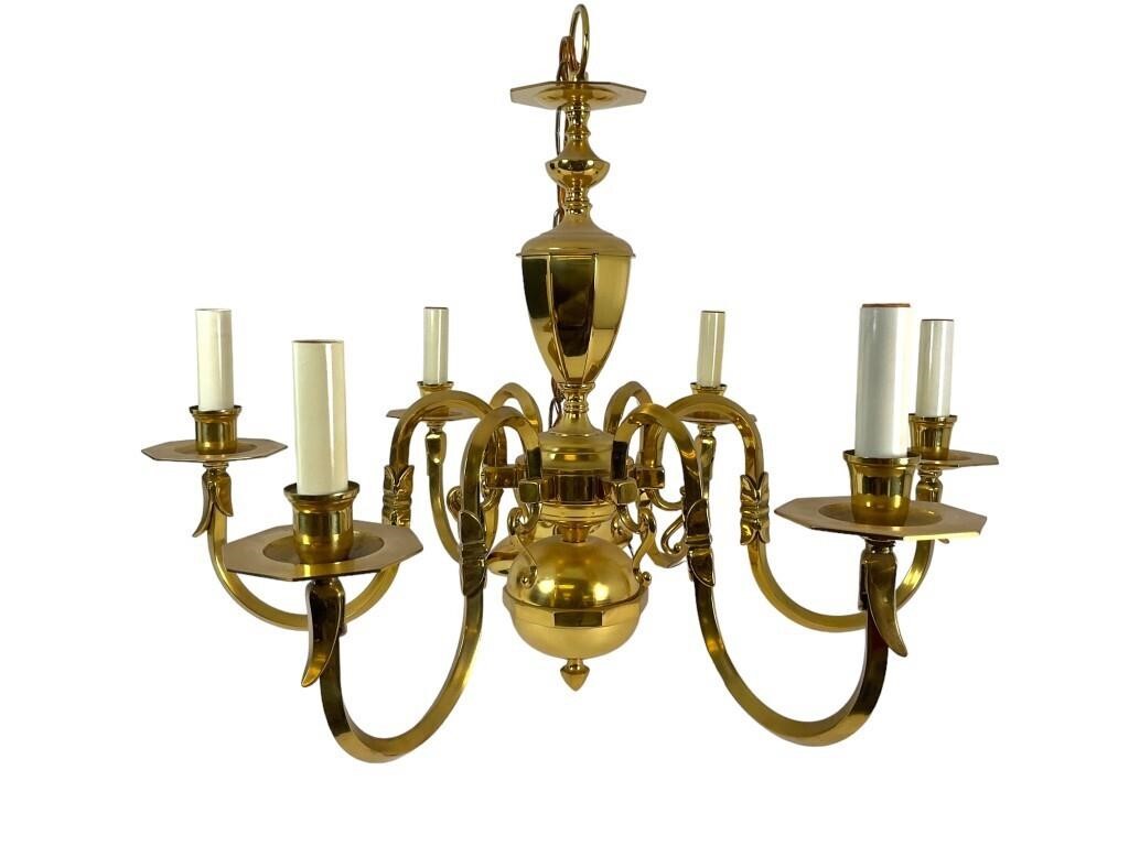 6 Arm Brass Chandelier