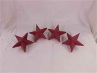Four 4.5" cast aluminum stars - Pair ruby red