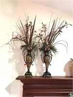 PAIR OF URNS WITH FLOWERS