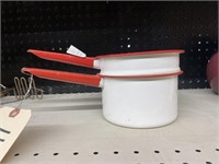 Granite Double Boiler White w/Red