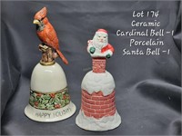 Ceramic cardinal bell, Santa bell