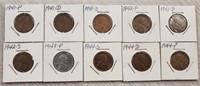 (10) 1941-1944 WWII Lincoln Head Cents