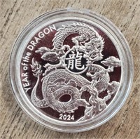 1 oz 2024 Silver Year Of The Dragon Silver Round