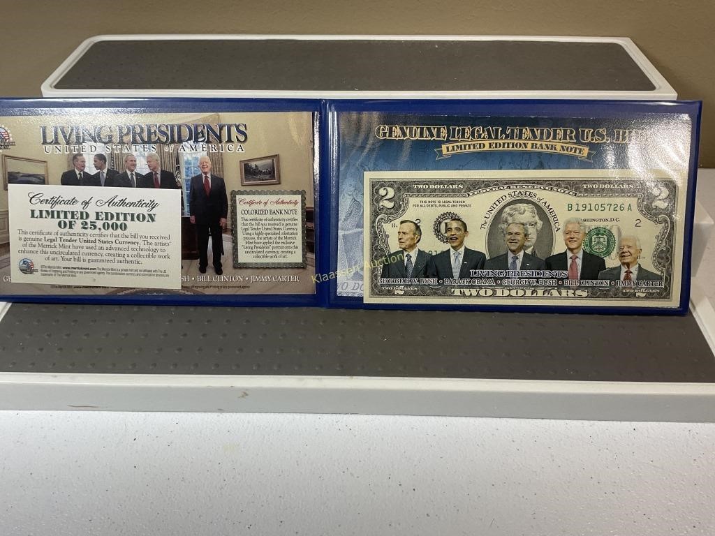 Living Presidents on $2 Federal reserve note