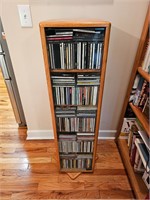 Rotating 2 Sided Oak CD Cabinet With All Contents