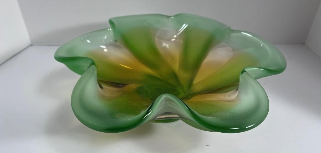 Vintage Chribska Czech art glass bowl
