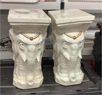 Pair of pottery elephant pedestals