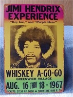 Jimi Hendrix - Whiskey A-Go-Go Metal Sign - 8" x