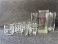 Jim Beam Whiskey Tumblers, Glass vases