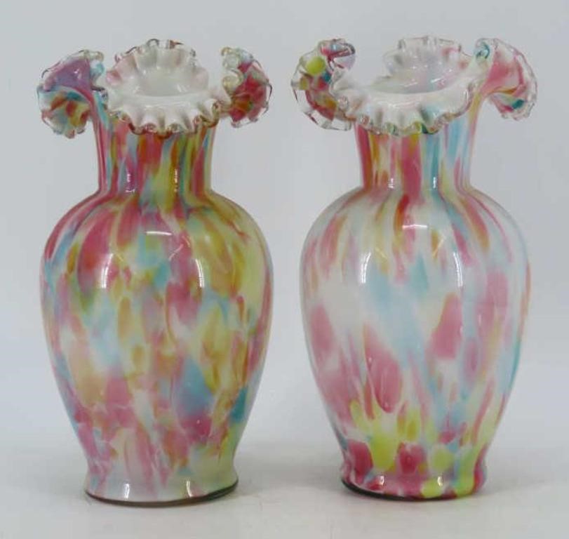 Rainbow Splatter Art Glass Vases