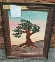 Framed Oil Painting Of Tree By Dennis Sulc,