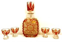 5 pc made in W Germany lead crystal decanter set