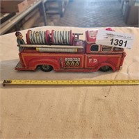 Vintage Tin Litho Toy Fire Chief Engine Truck