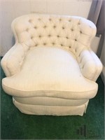 Upholstered Tufted Back Swivel Chair