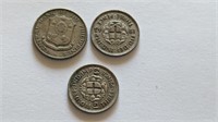 3 Foreign Silver Coins 1942 43 63