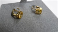 14k Gold earrings with Topaz colored stone