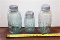 3 Atlas Canning Jars with Zinc Lids