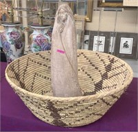 Large American Indian Woven Basket, plus Figurine.
