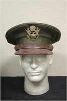 WW2 U.S. Army Visor Hat- 1941 Dated- OD Green Band