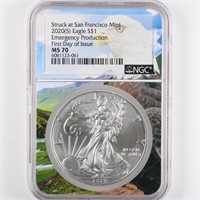 2020-(S) Silver Eagle NGC MS70 FDOI