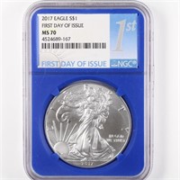 2017 Silver Eagle NGC MS70 FDOI