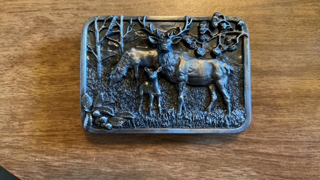 Elk commemorative, brass belt buckle