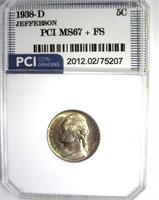 1938-D Jefferson Nickel MS67+ FS LISTS $1150