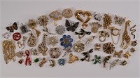 Vintage Costume Jewelry Brooch Lot Signed +50