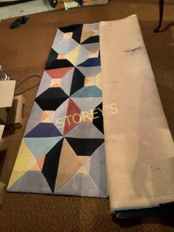 ~8' x 11' Wool Multi Colored Area Rug - Hand Tufte