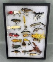 Vintage Fishing Lure Display w/ 20 Lures