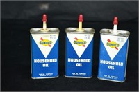 3pcs Sunco Sun Oil Co 4oz Household Oil Cans