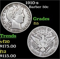 1910-s Barber Half Dollars 50c Grades f+