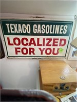 Texaco gasoline metal sign, 24 x 42”