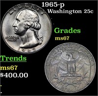 1965-p Washington Quarter 25c Grades GEM++ Unc