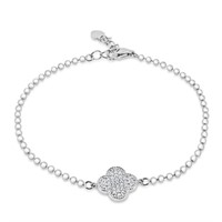 Sterling Silver Bead Clover Flower Style Bracelet