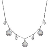 Sterling Silver Created Opal Necklace